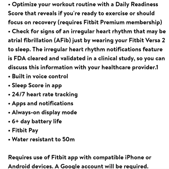 FitBit Versa 2 Health/Fitness Tracking Smartwatch Petal & Rose Gold - Picture 7 of 16